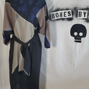 1980s Dress Geometric Print Size 16 Vintage with sash